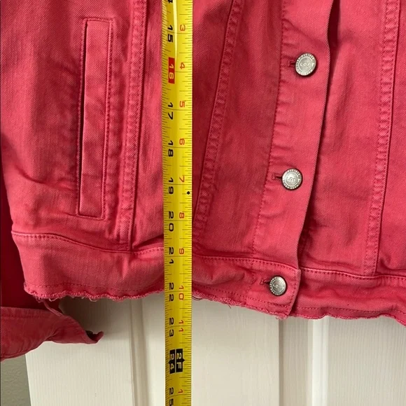 LOFT Pink Jean Jacket Cropped Length Washed Look - Picture 3 of 5